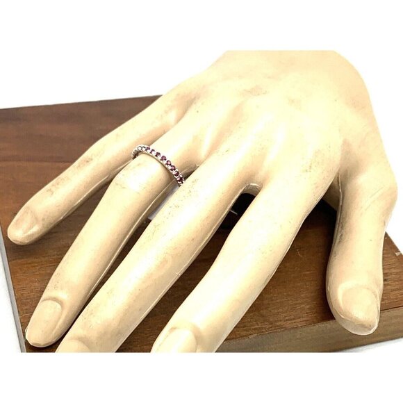 Suzy Levian Eternity Ring 14k White Gold Ruby 2mm Wedding Band Women's S… - Picture 13 of 14